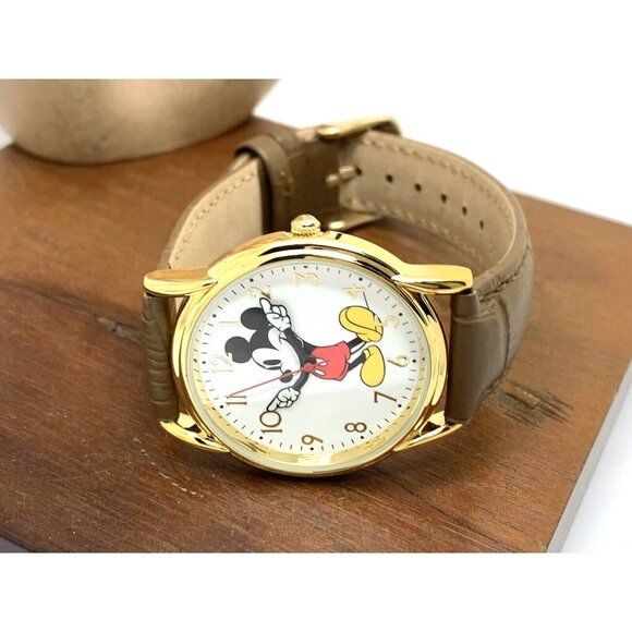 Disney Mickey Mouse Women's Watch 35mm White Dial Quartz Brown Leather Band - Picture 6 of 13